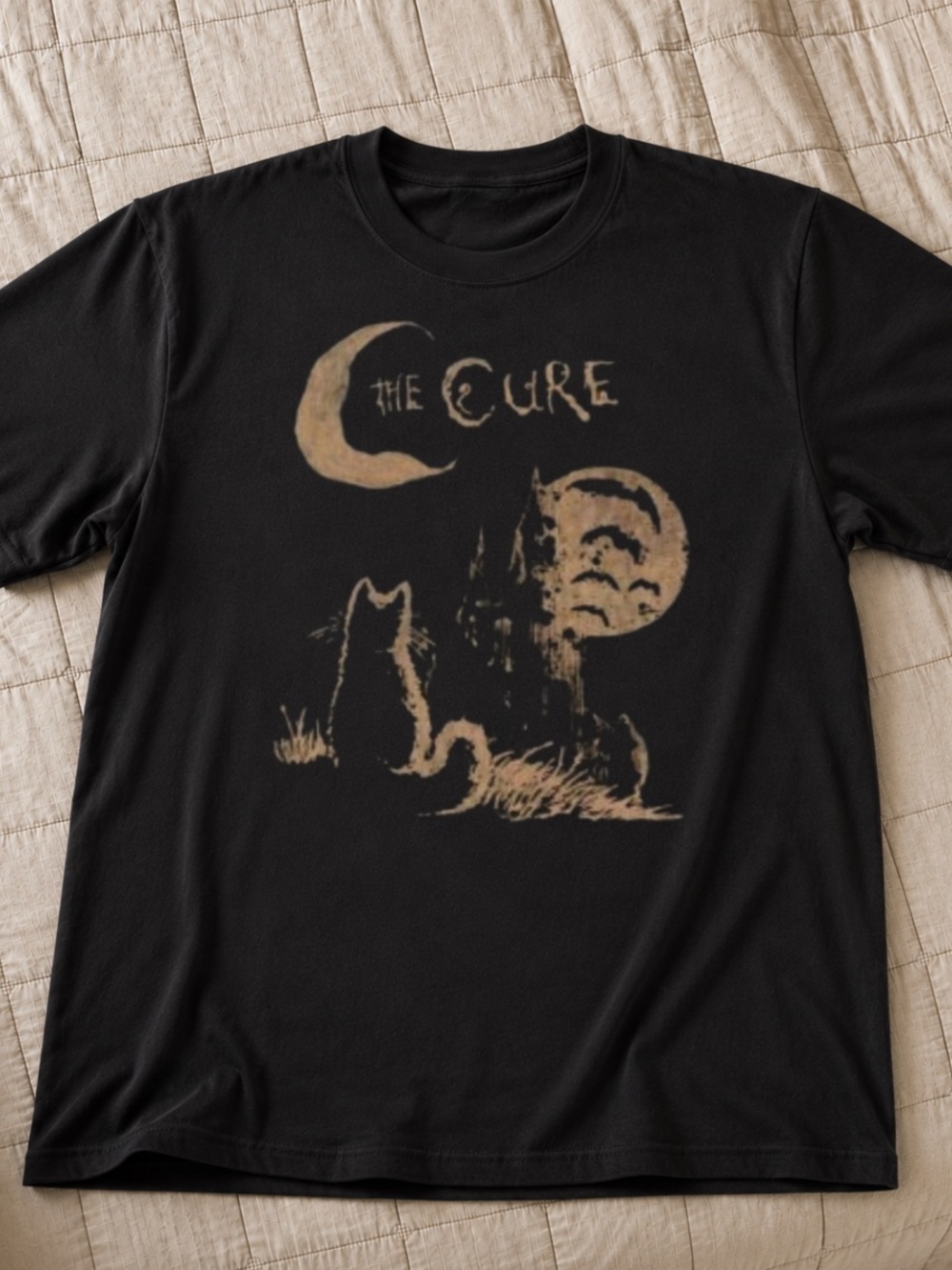 Gildan Black The Cure Cat & Moon Graphic Tee